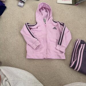 Adidas Kids Joggers in Purple with Pink Stripes